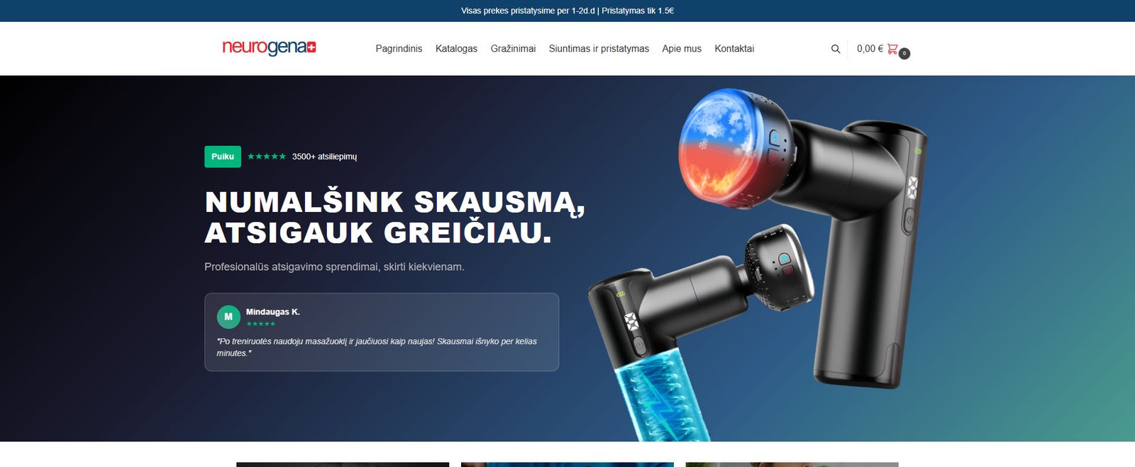 Masažuoklių parduotuvė - Shopify projektas