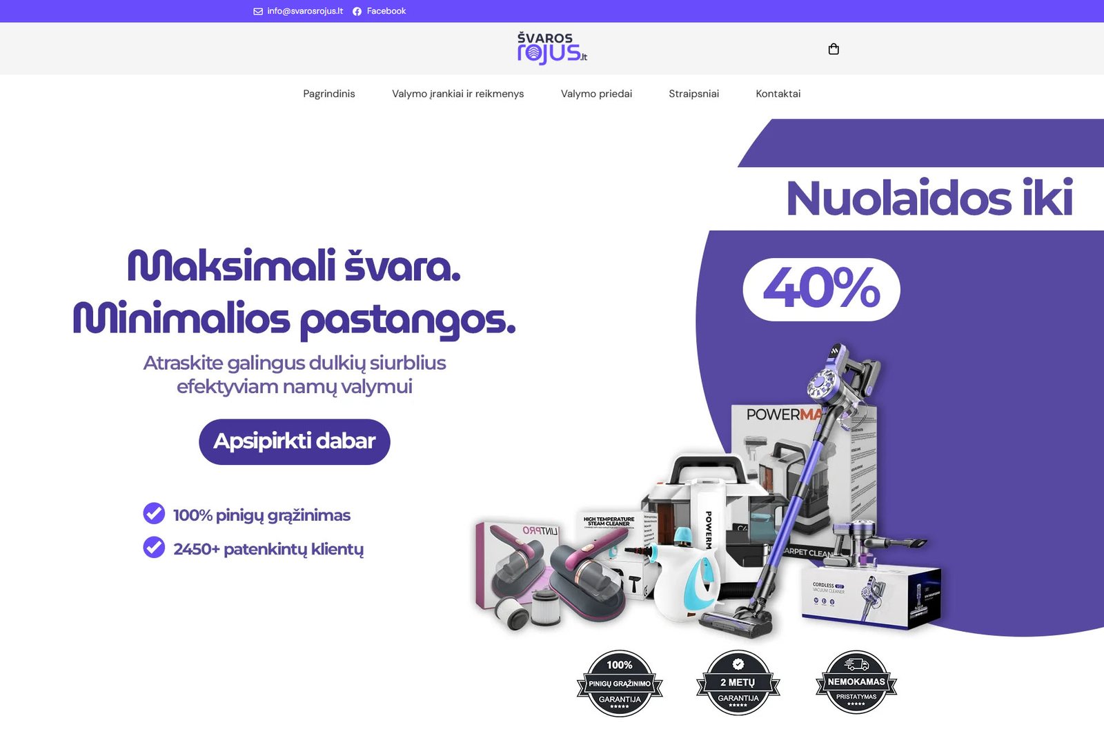 Valymo prekių parduotuvė - Shopify projektas